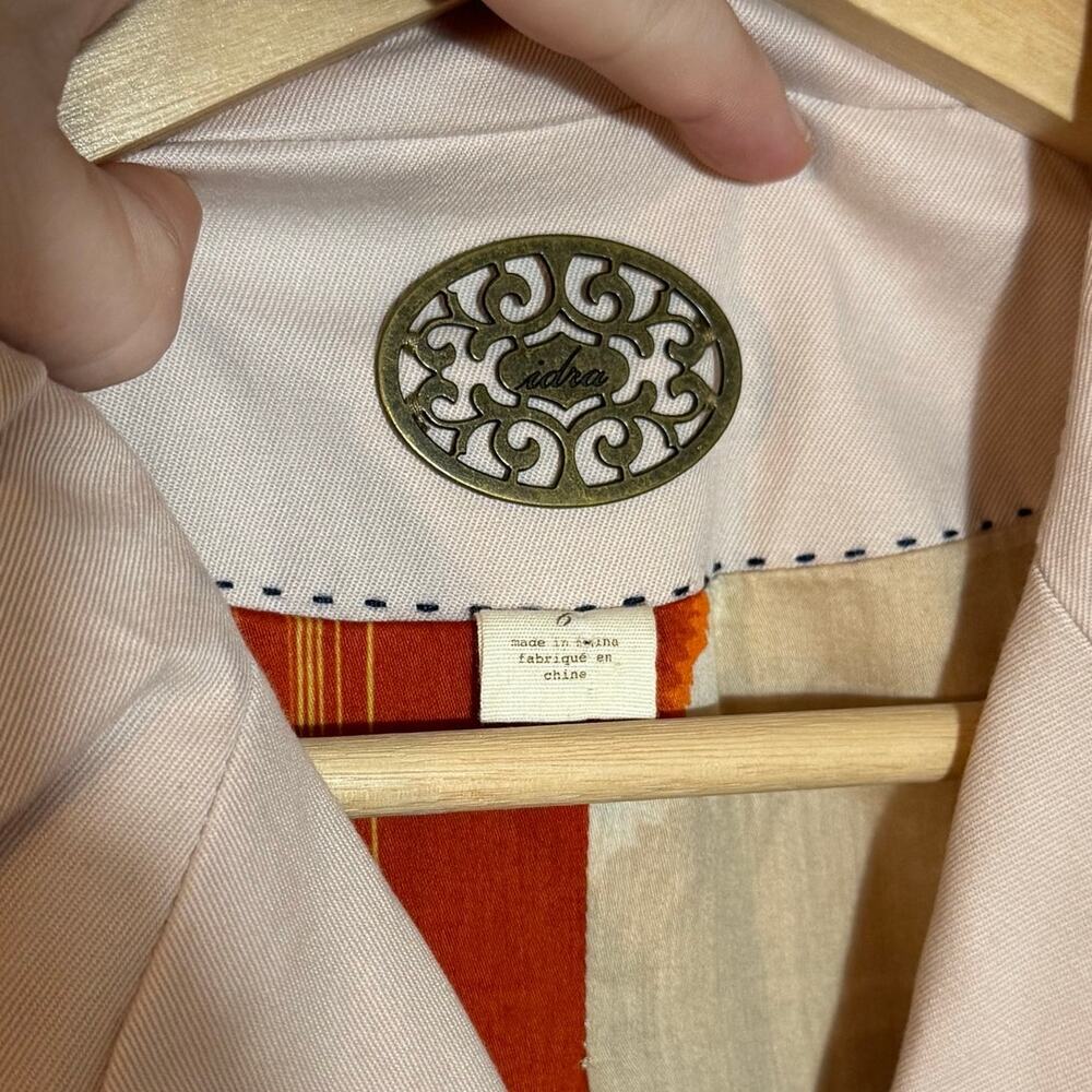 Women's Size 6 Idra Anthropologie Pink Jacket Balloon Sleeve Short Trench Coat - Picture 4 of 7